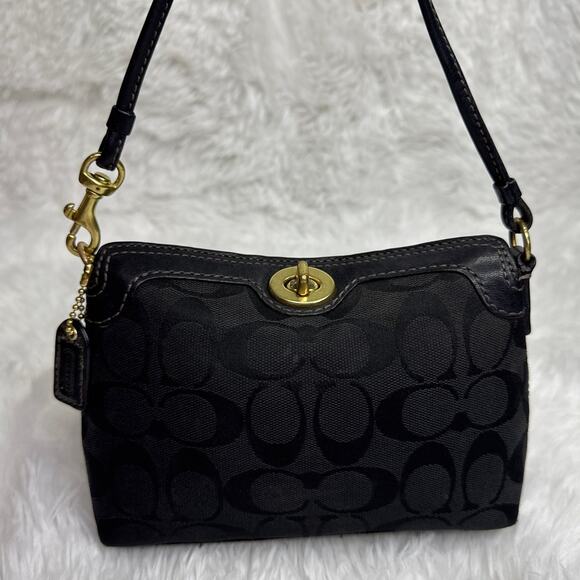 y2k COACH Black Signature Canvas Mini Purse / Wristlet - Picture 3 of 11